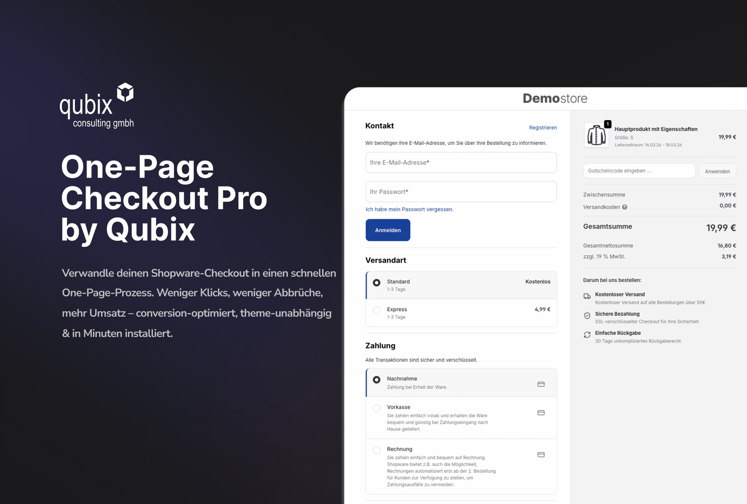 Shopware One-Page Checkout Pro – Qubix Plugin