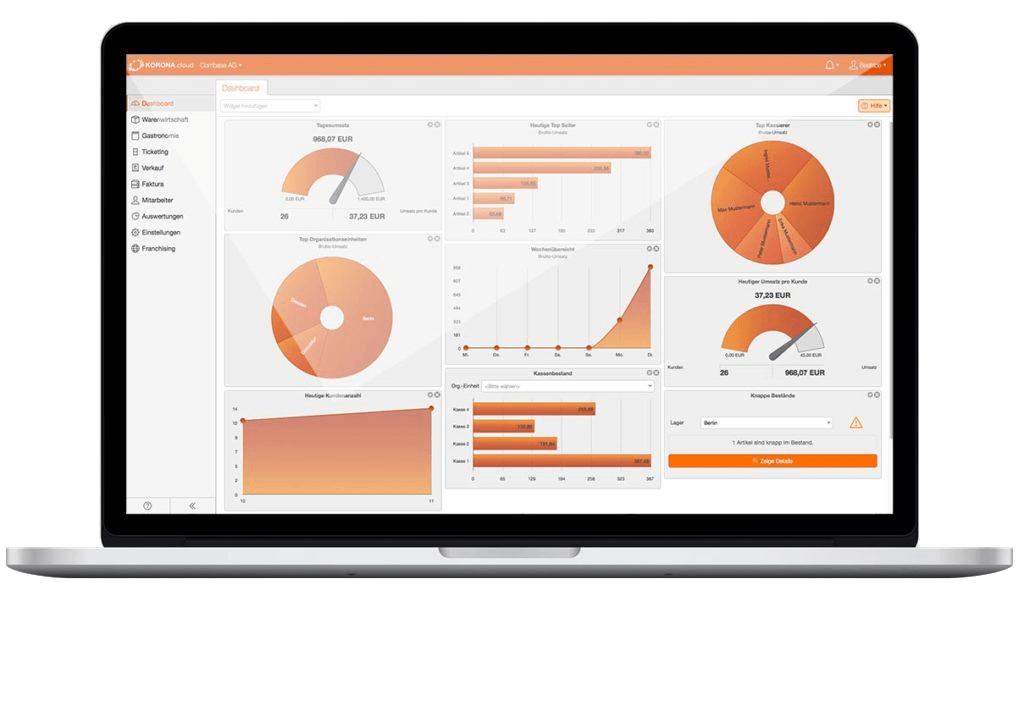 KORONA Kassensoftware Auswertung – Backoffice und Berichte im Qubix POS System